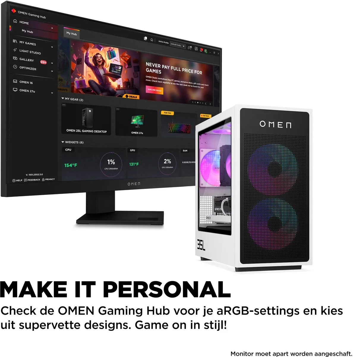 HP OMEN 35L GT16-0600nd Gaming PC - Zwart