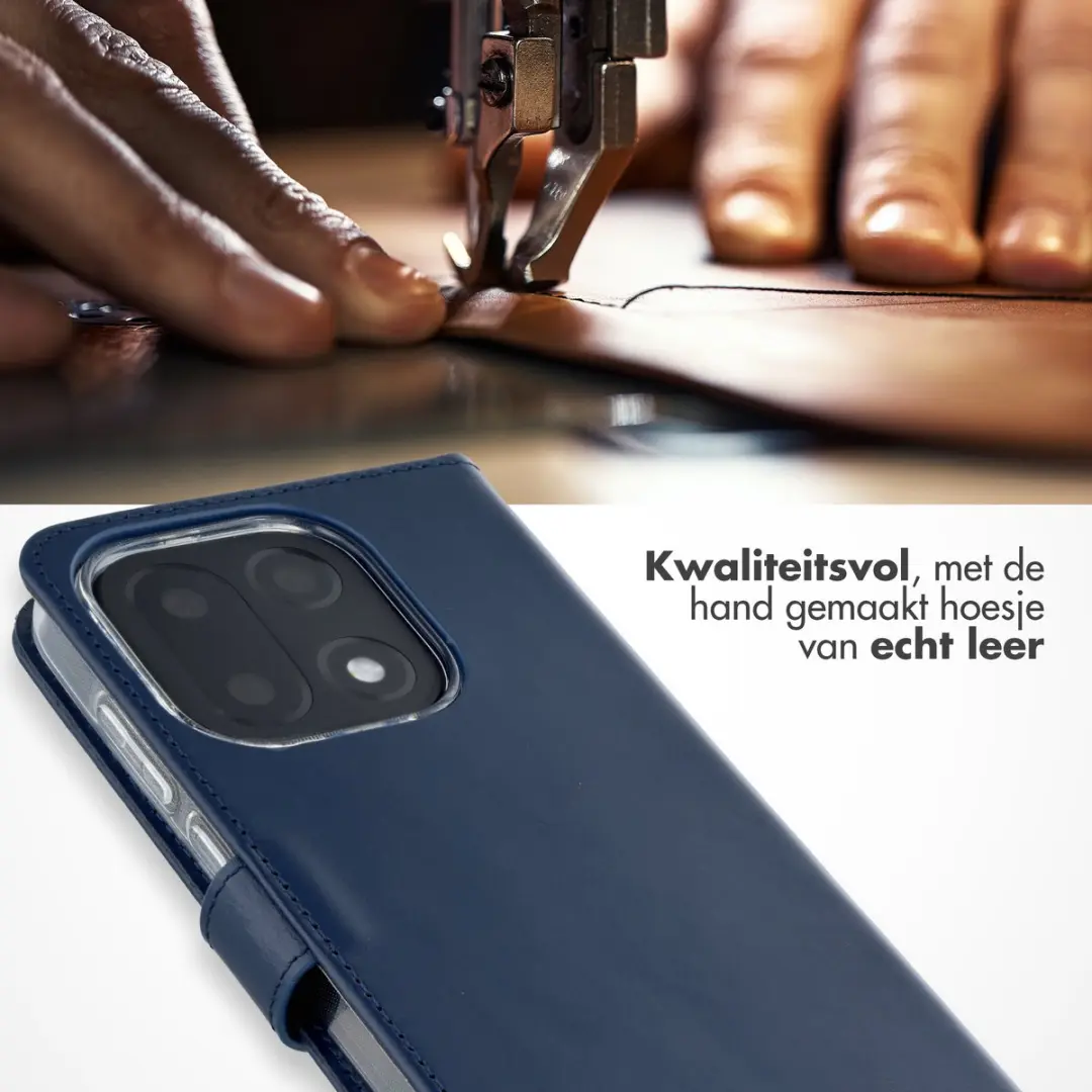 Selencia Hoesje OnePlus 15 Donkerblauw - Lederen Bookcase - 3 Pasjes