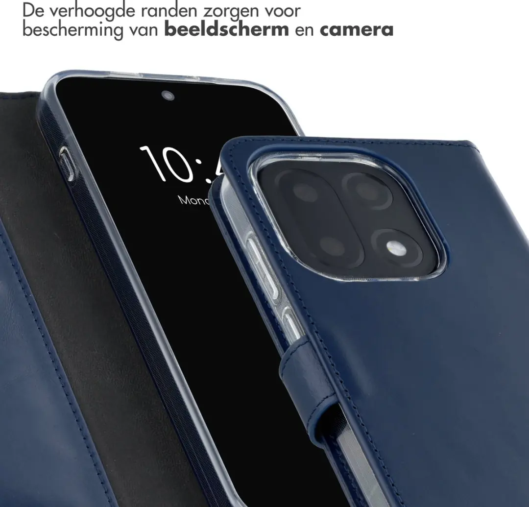 Selencia Hoesje OnePlus 15 Donkerblauw - Lederen Bookcase - 3 Pasjes