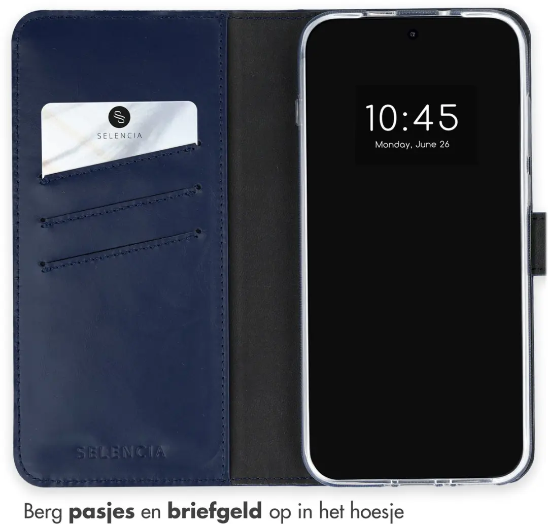 Selencia Hoesje OnePlus 15 Donkerblauw - Lederen Bookcase - 3 Pasjes