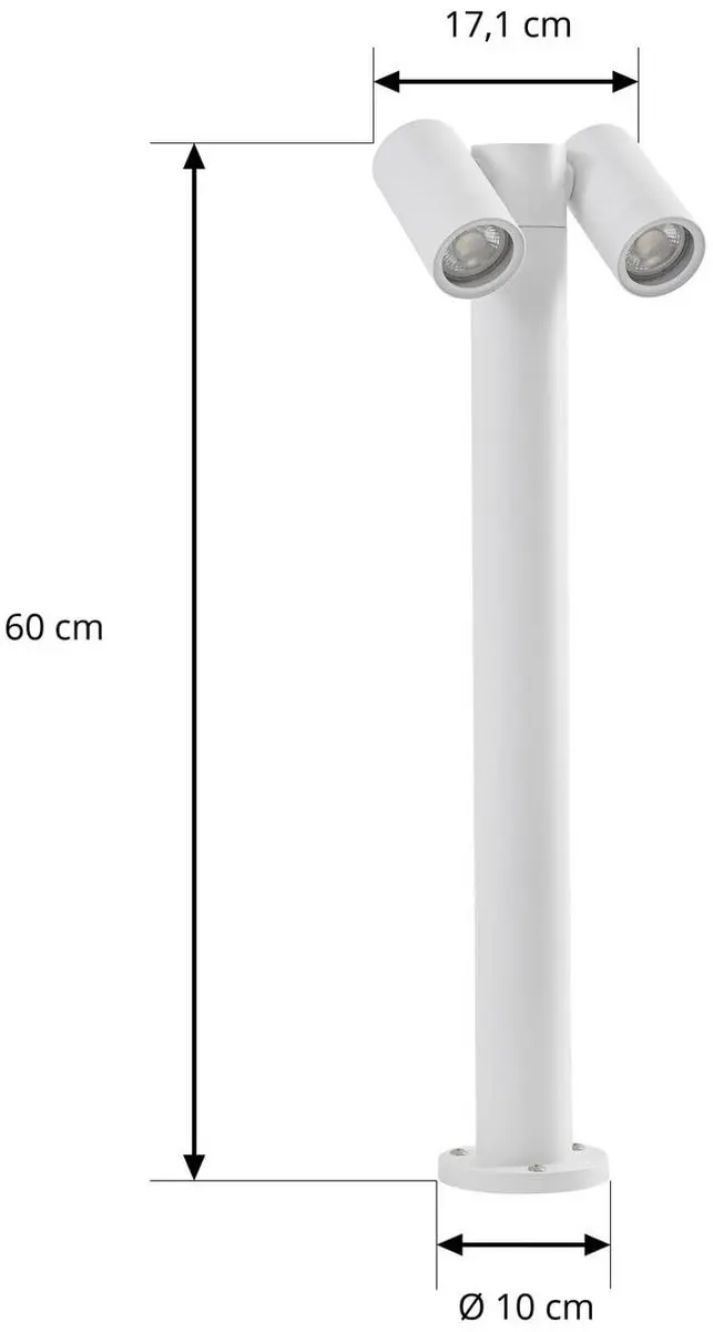 PRIOS Padverlichting Zuillamp Aluminium Glas H60cm GU10 Wit - afbeelding 6 van 6