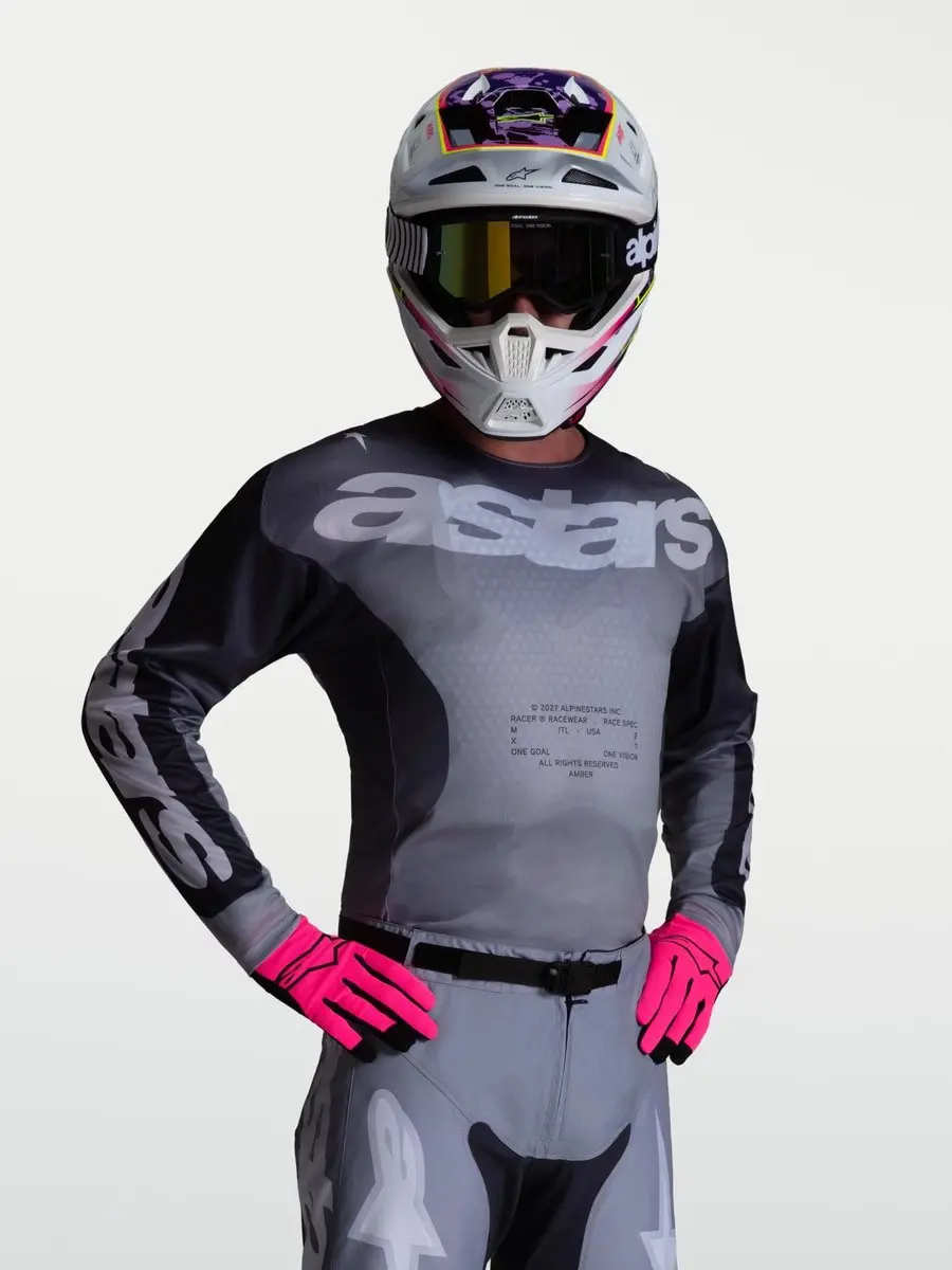 Alpinestars Racer Amber Motocross Trui - Grijs/Paars M