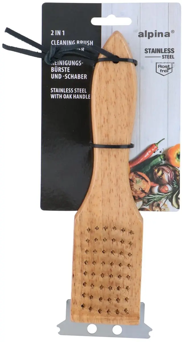 Alpina Grillreinigingsborstel 23cm - Houten handvat - afbeelding 3 van 4