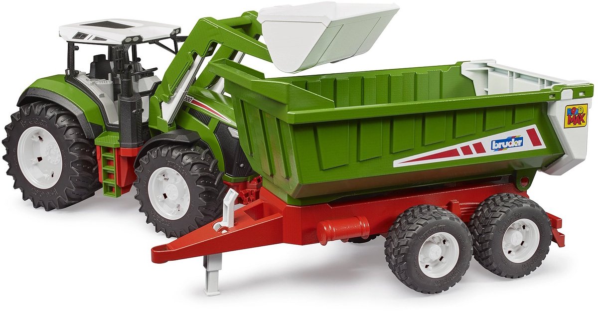 Bruder ROADMAX Tractor met voorlader en kiepaanhanger - Vanaf 2 jaar - 1:16