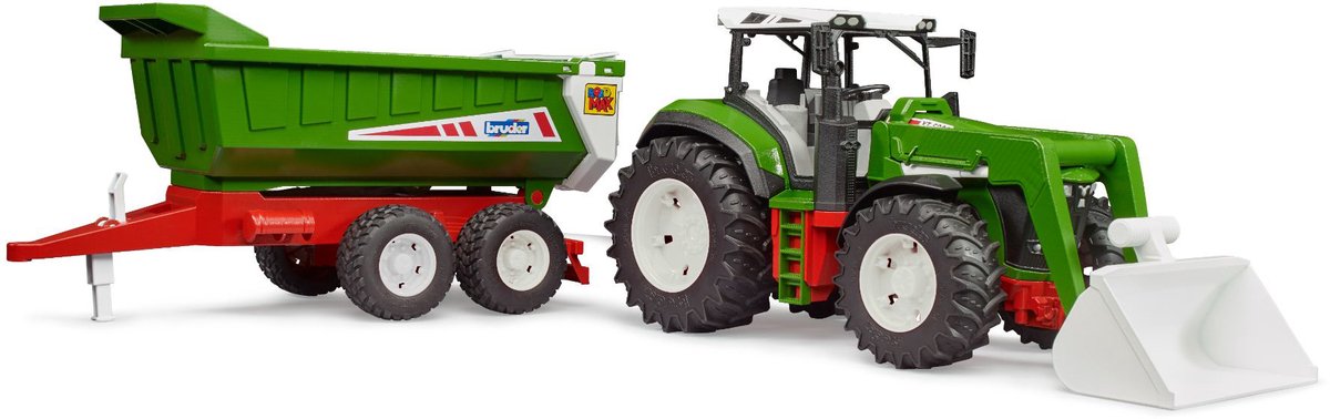 Bruder ROADMAX Tractor met voorlader en kiepaanhanger - Vanaf 2 jaar - 1:16