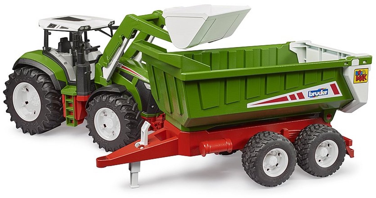Bruder ROADMAX Tractor met voorlader en kiepaanhanger - Vanaf 2 jaar - 1:16
