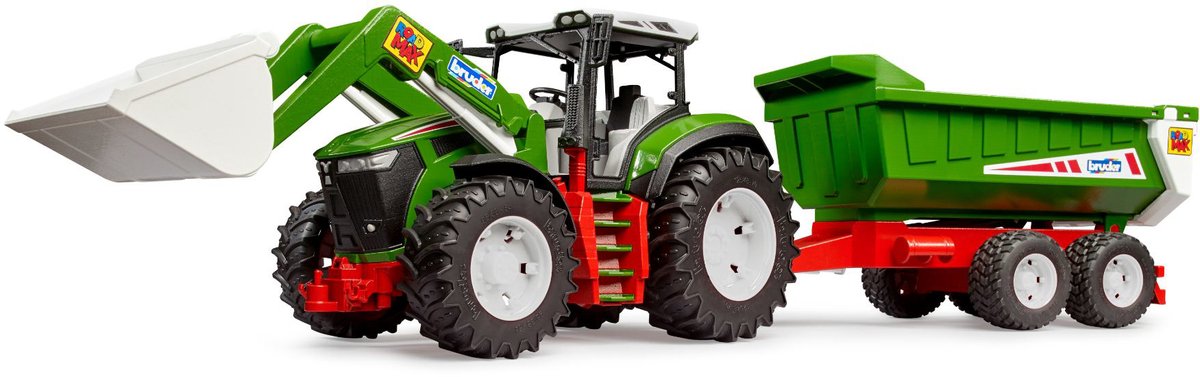 Bruder ROADMAX Tractor met voorlader en kiepaanhanger - Vanaf 2 jaar - 1:16