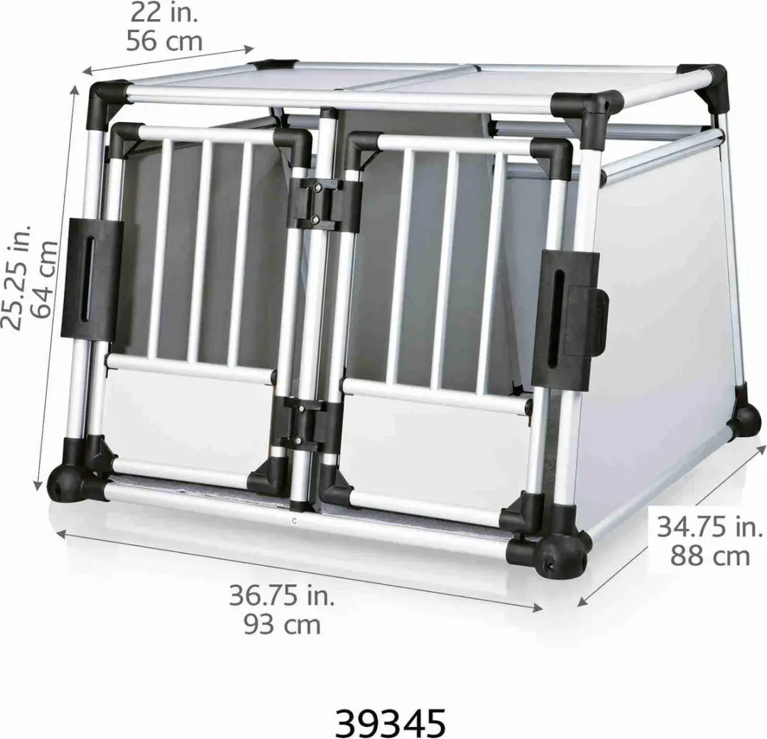 Trixie Transportbox Aluminium Dubbel 95x69x88cm - Zilverkleurig/Zwart - afbeelding 4 van 6