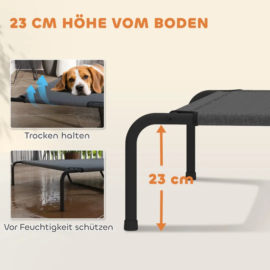 Pawhut Verhoogd Hondenbed Textilene - 152x94x23cm Grijs