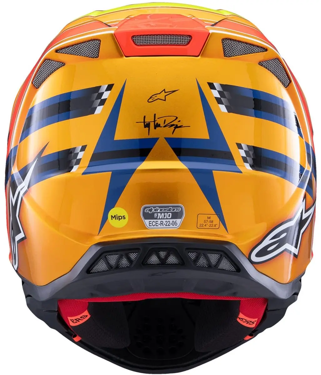 Alpinestars S-M10 TLD Edition 25 Offroad Helm - XXL - Donkerblauw/Fluo/Oranje/Rood - afbeelding 6 van 6