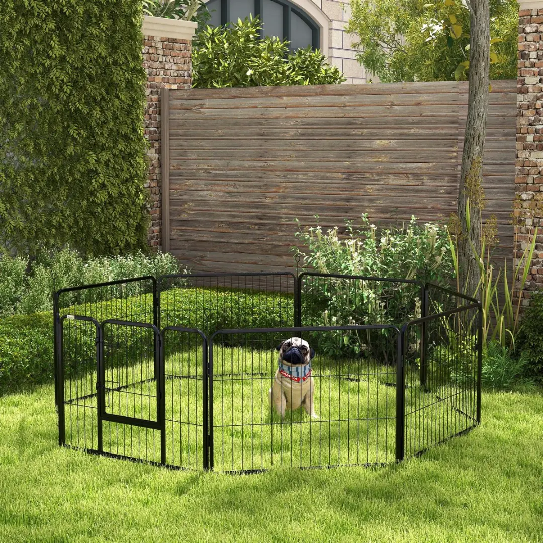 Pawhut Puppy Scharrelverblijf - 8 Elementen - Zwart - afbeelding 6 van 6