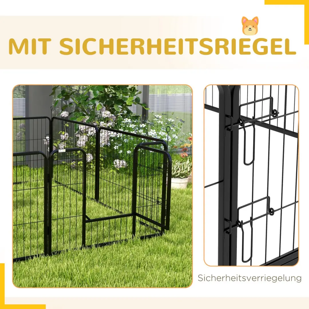 Pawhut Puppy Scharrelverblijf - 8 Elementen - Zwart