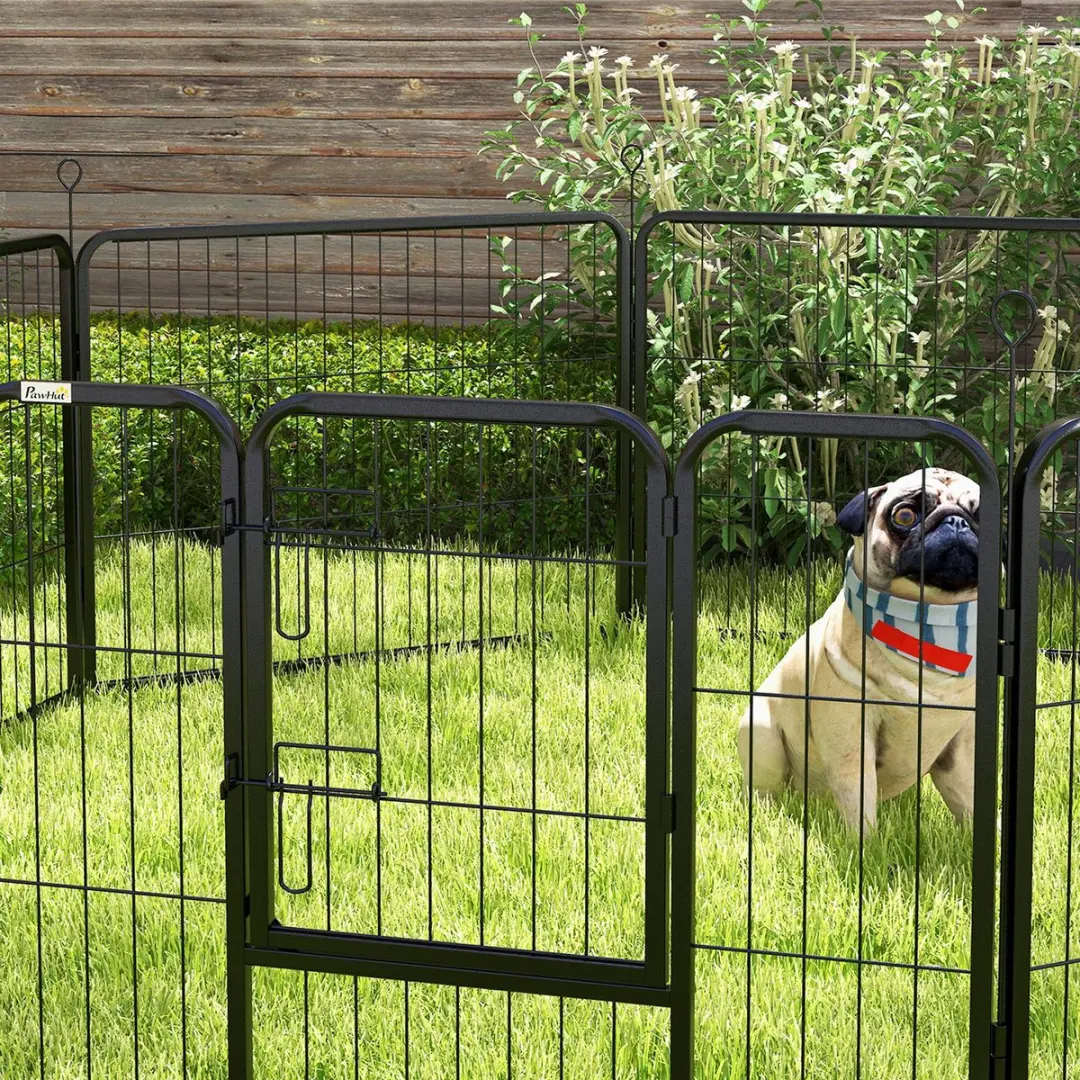 Pawhut Puppy Scharrelverblijf - 8 Elementen - Zwart