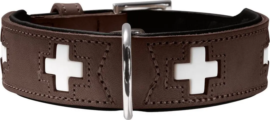 Hunter Halsband Swiss Leer Nappa Bruin/Zwart