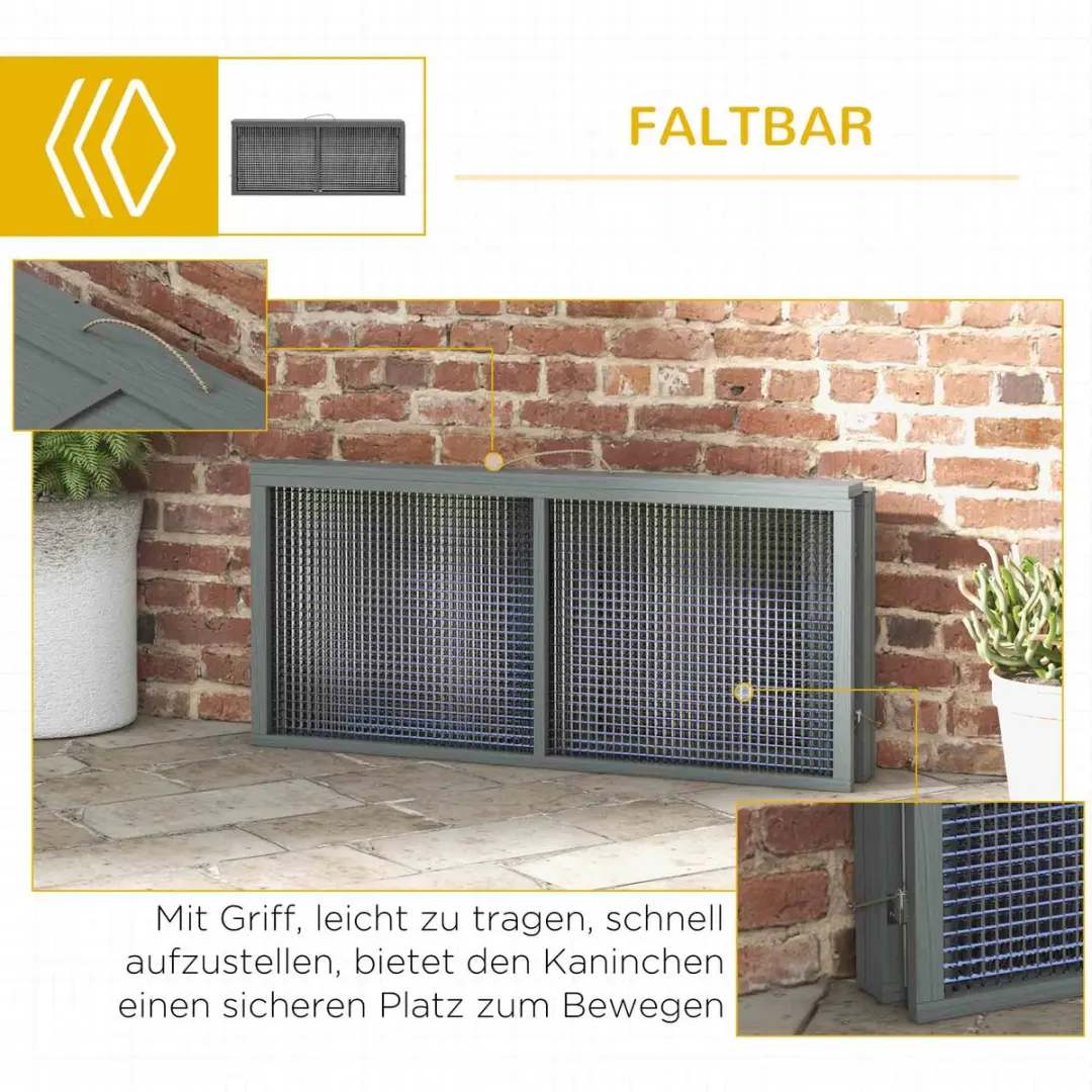 Pawhut Kaninchenstall Houten 110x105x50cm - Grau - afbeelding 6 van 6