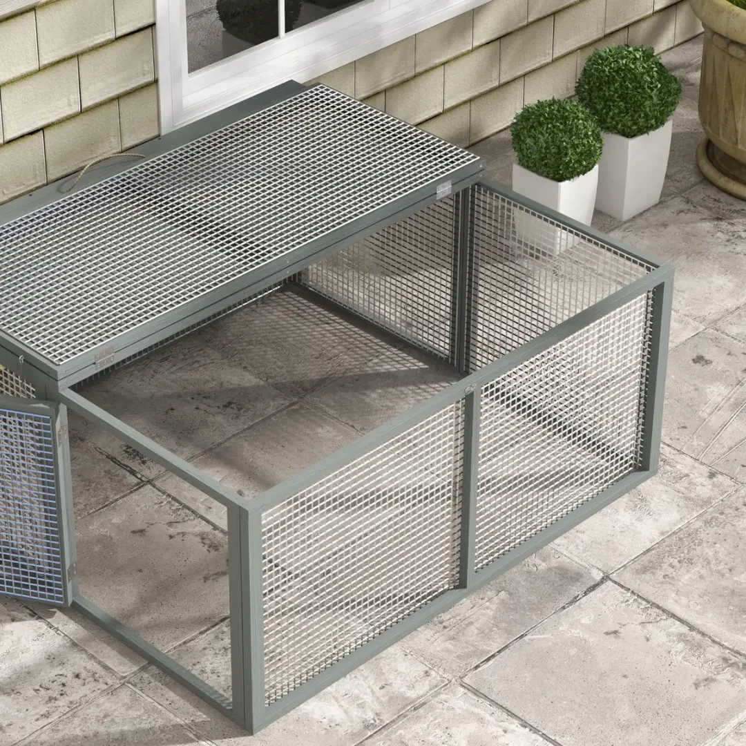 Pawhut Kaninchenstall Houten 110x105x50cm - Grau