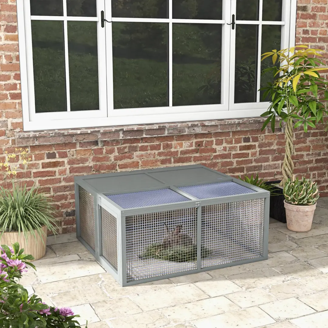 Pawhut Kaninchenstall Houten 110x105x50cm - Grau