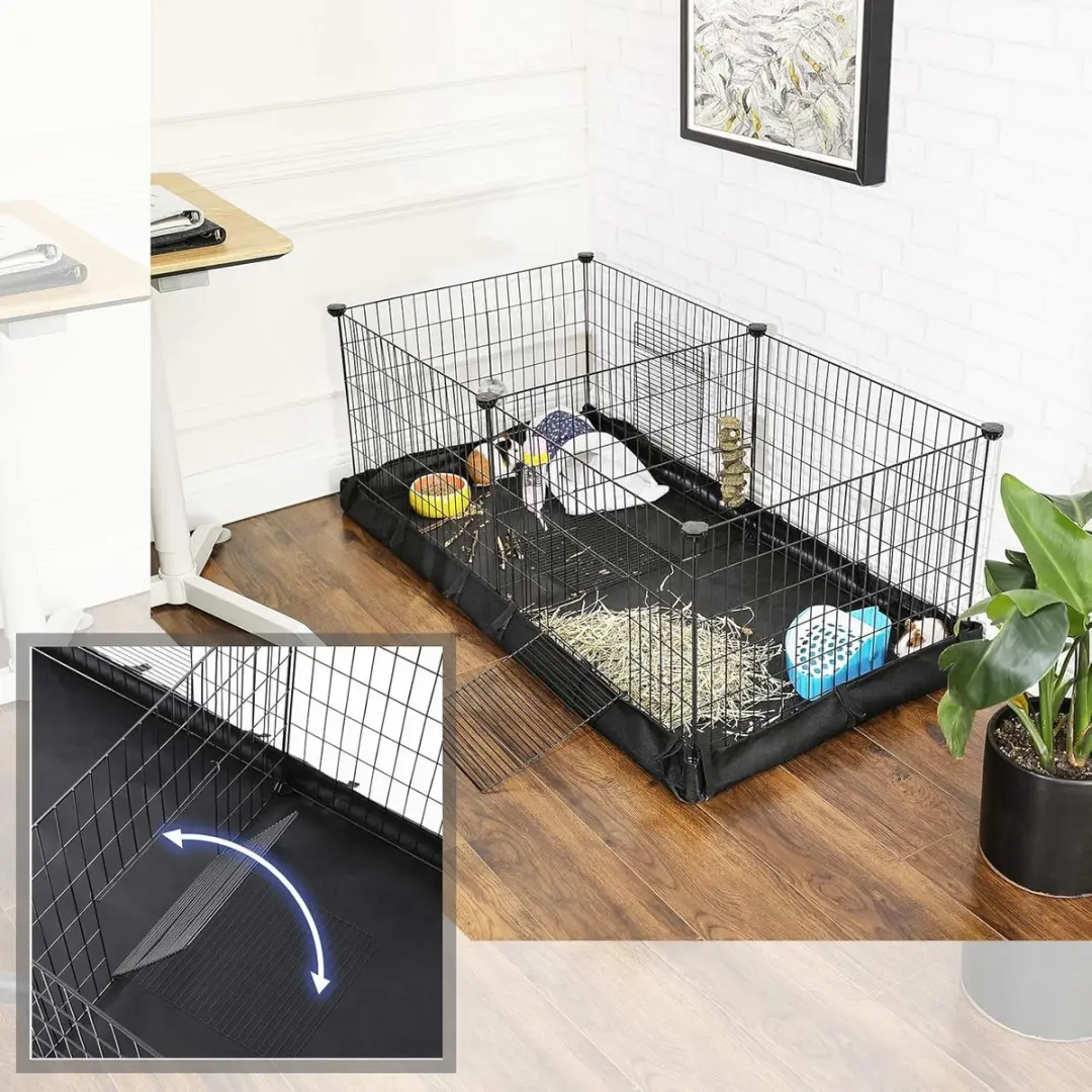 Songmics Leefruimte voor Cavia's 123x63x46cm - Zwart