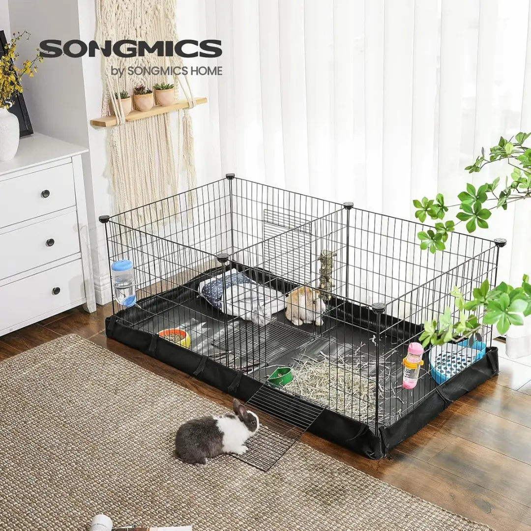 Songmics Leefruimte voor Cavia's 123x63x46cm - Zwart