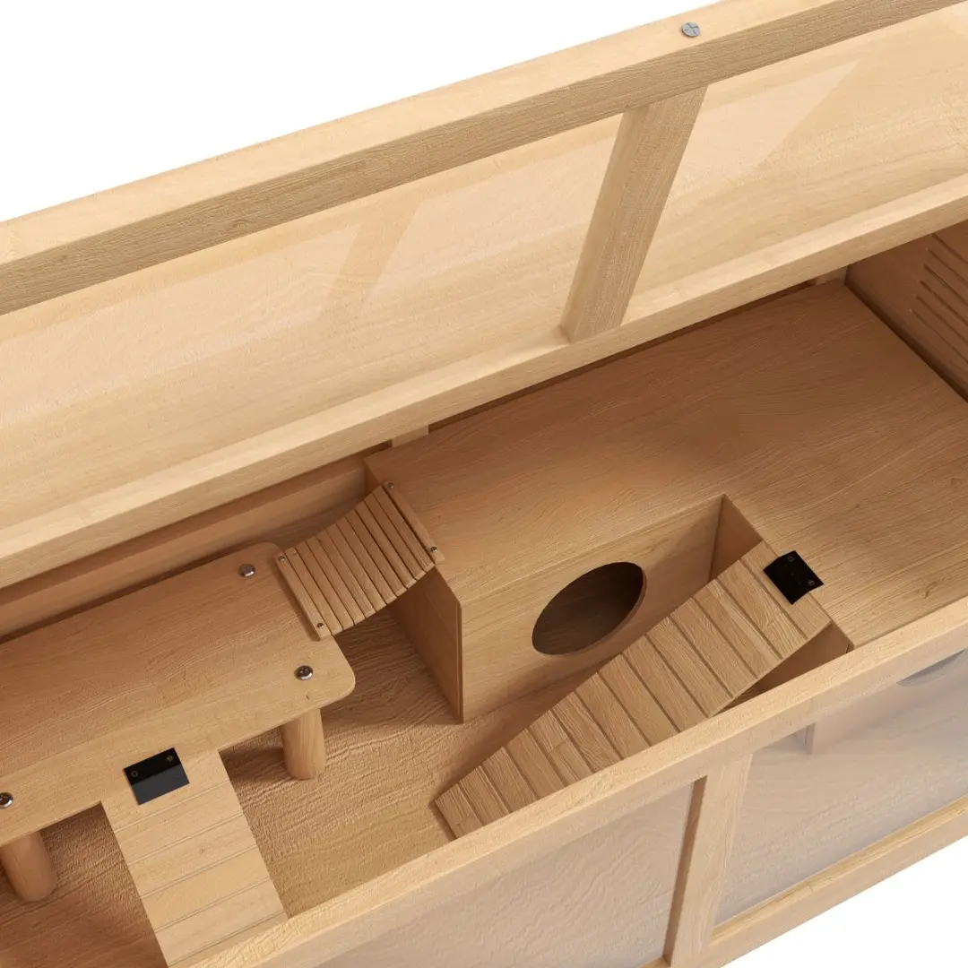 Pawhut Hamsterkooi Natuurhout 85L x 45B x 44H cm