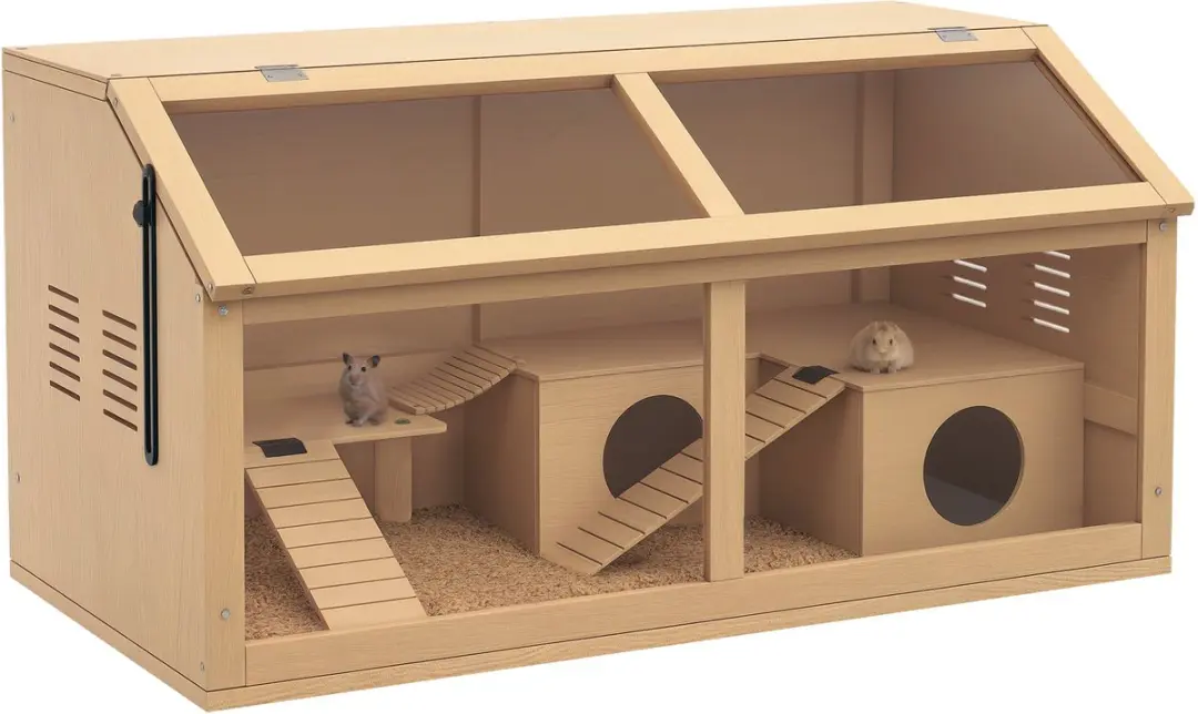 Pawhut Hamsterkooi Natuurhout 85L x 45B x 44H cm
