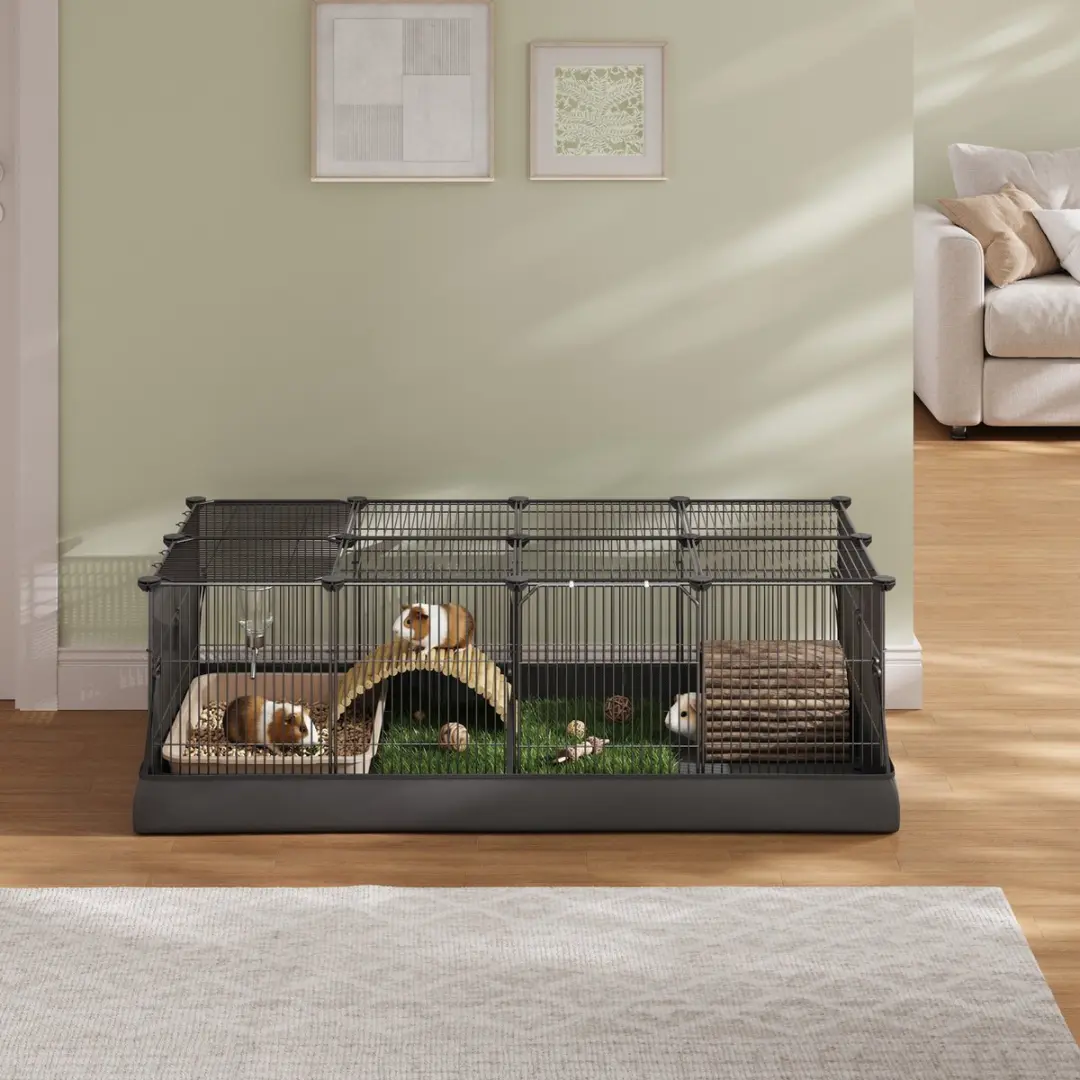 Songmics Hondenren Puppyren 20 Panelen - Waterdichte Mat - Zwart