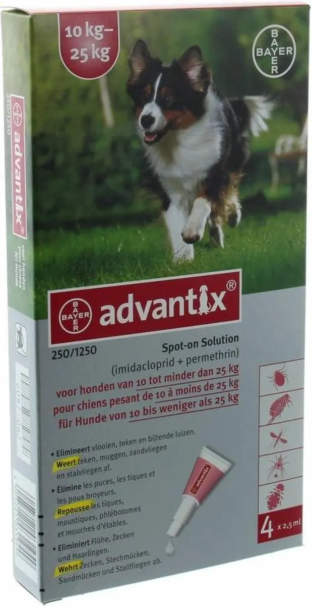 Advantix Spot On 250/1250 Anti-Vlooienmiddel 6 Pipetten