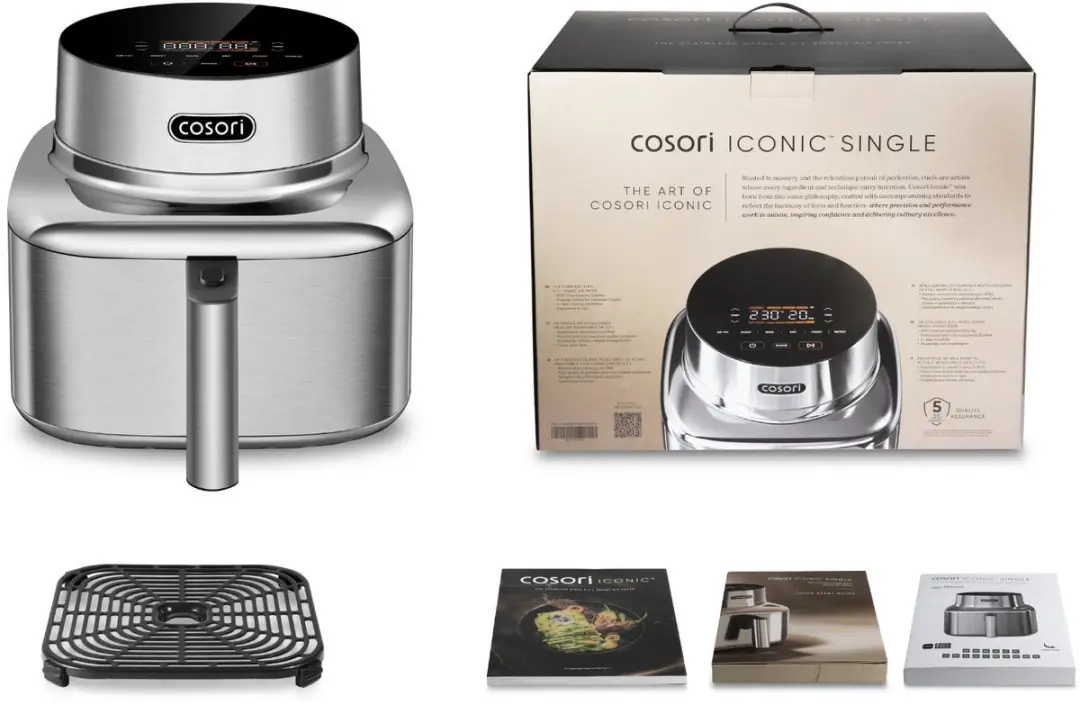 Cosori Iconic Single Airfryer 6.2L - RVS Zilver