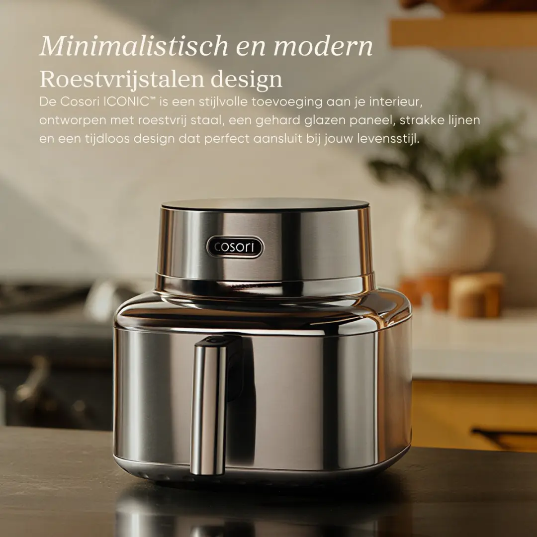 Cosori Iconic Single Airfryer 6.2L - RVS Zilver