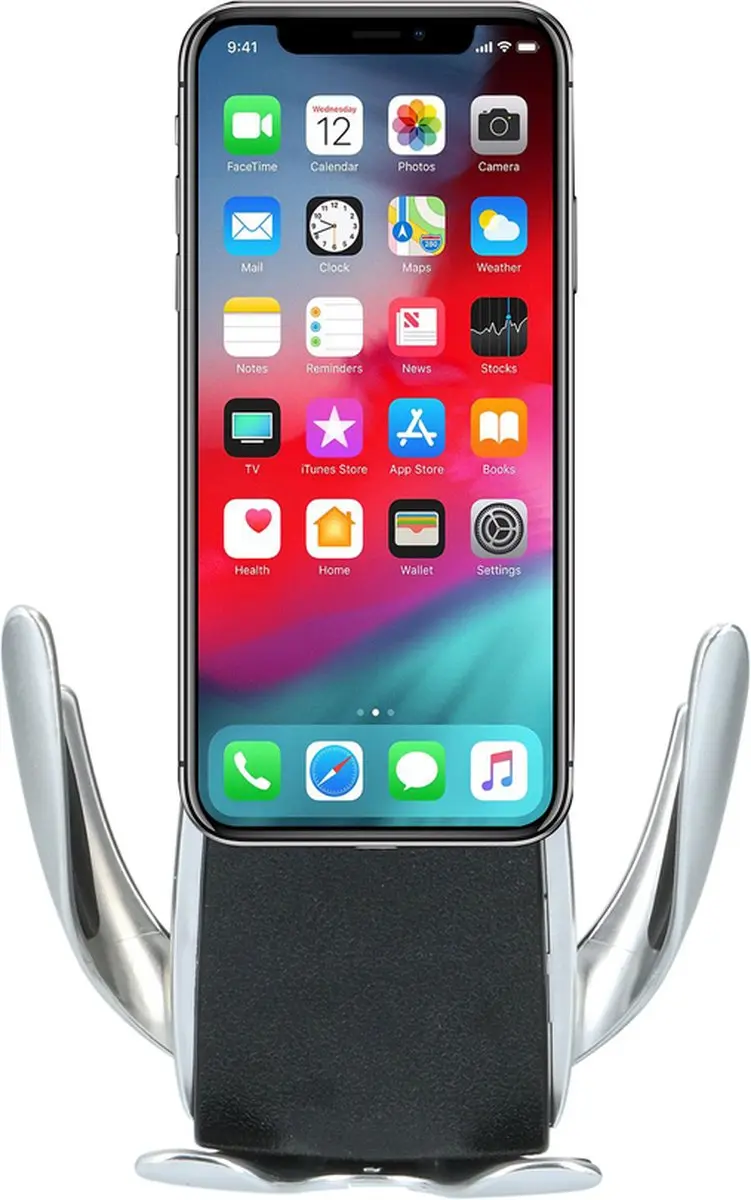 Dunlop Telefoonhouder Auto Qi 360º Kantelbaar - Zwart/Zilver