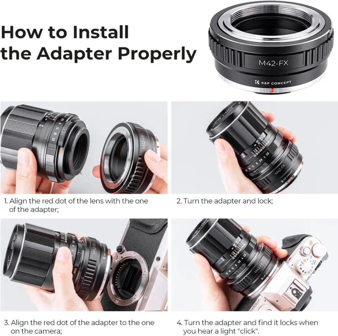 K&F Concept M42 Fuji FX Adapter - KF06.058 Zwart