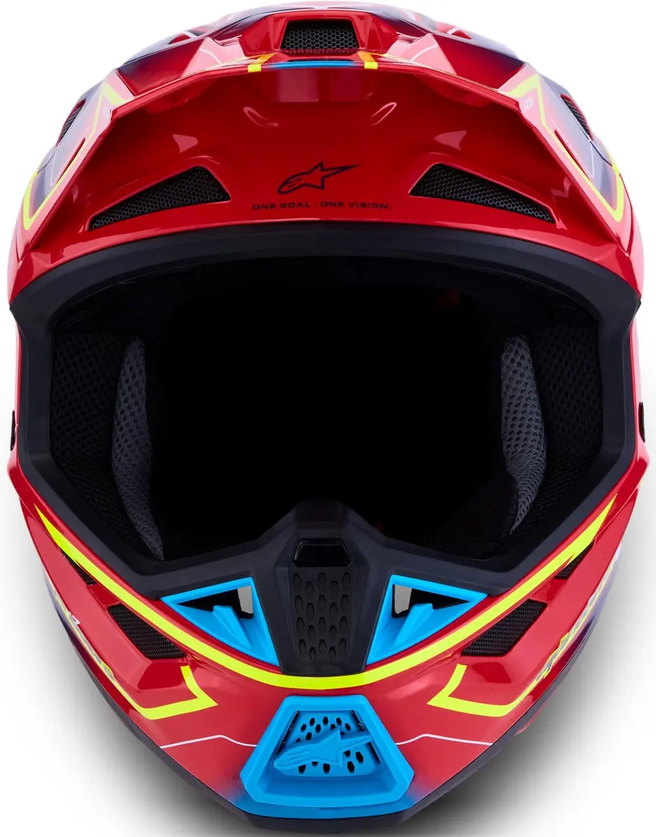 Alpinestars S-M7 Cast Motocrosshelm - Rood/Geel/Blauw