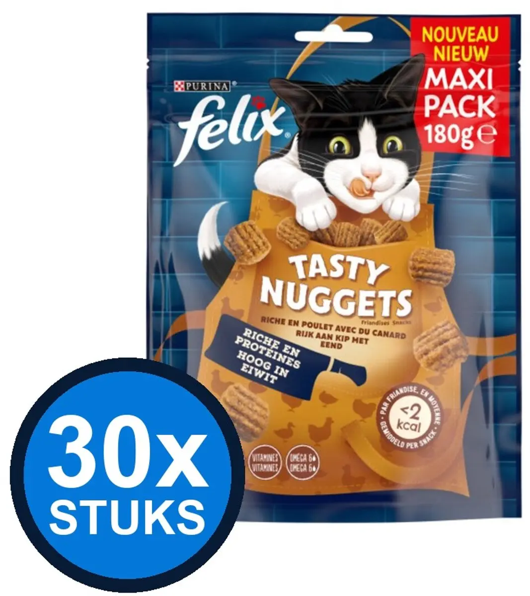 Felix Tasty Nuggets Kip & Eend Katten Snacks 30x180g