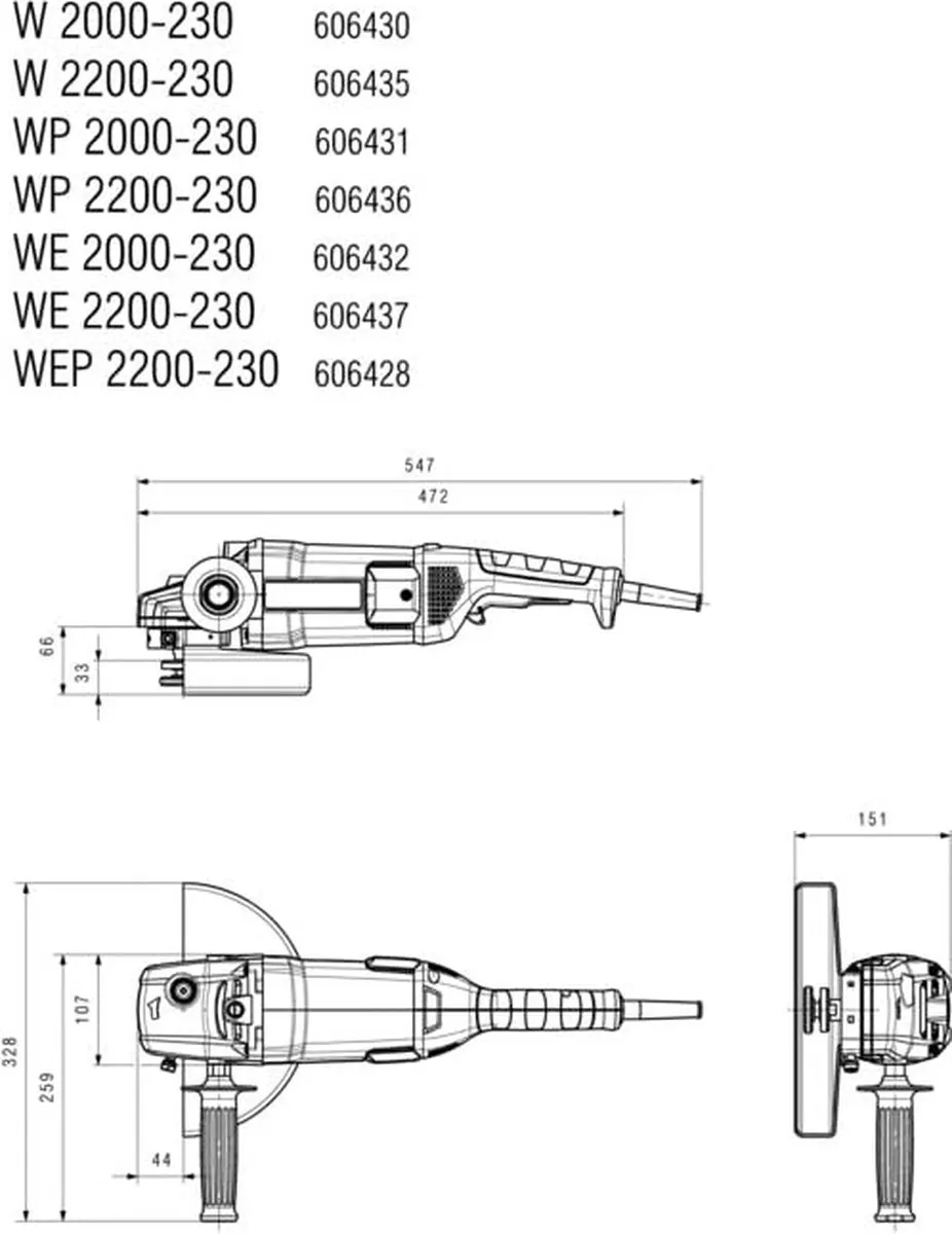 Metabo WP 2200-230 Haakse Slijper 230mm - 2200W