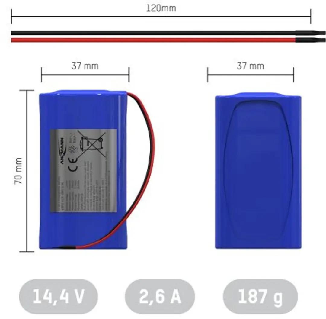 Ansmann 4S1P Accupack 14.4V 2600mAh - 4x 18650