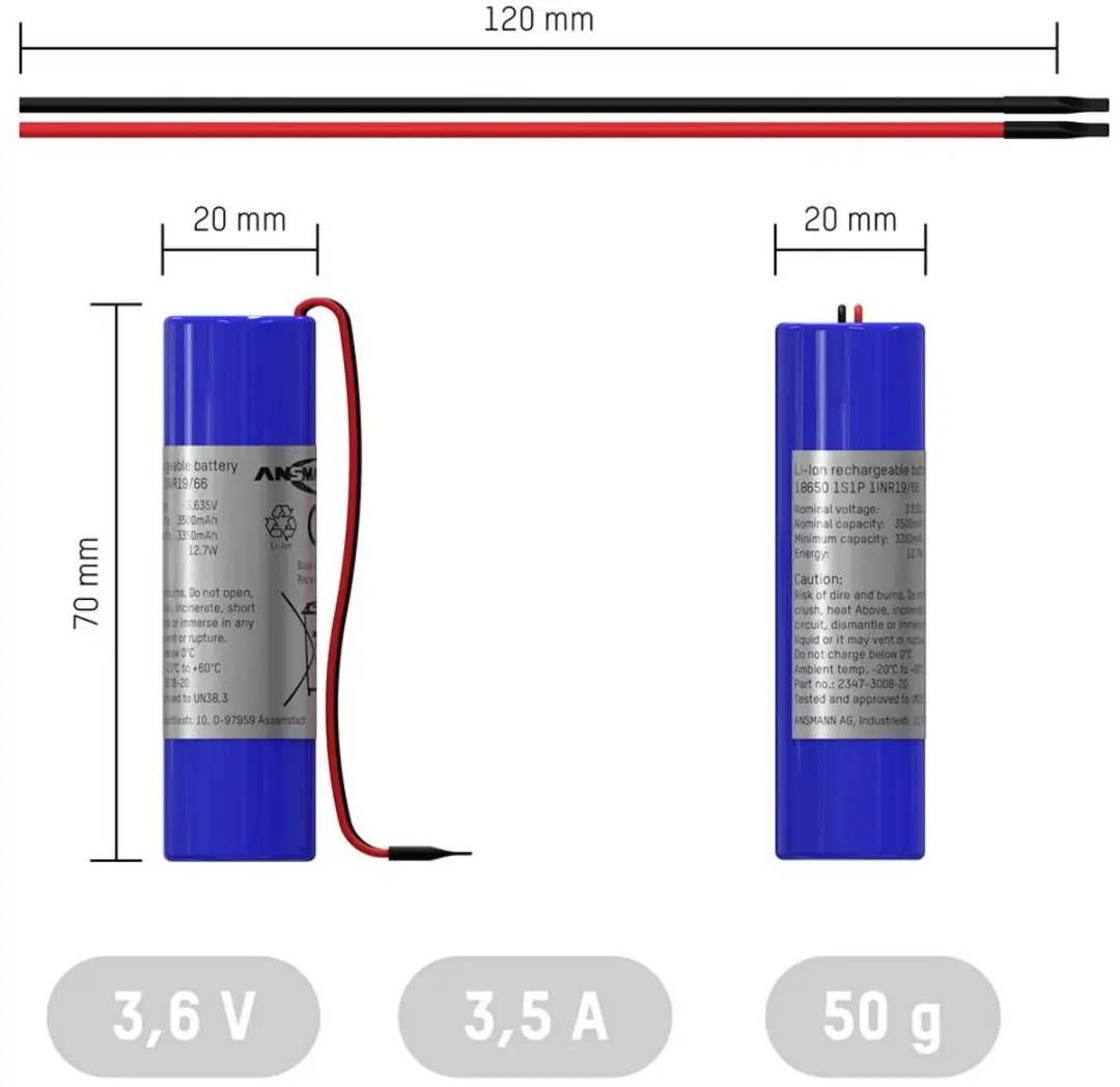 Ansmann 1S1P Accupack 3.63V 3500mAh