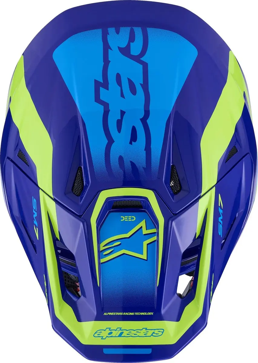 Alpinestars S-M7 Deed Crosshelm - Blauw/Geel