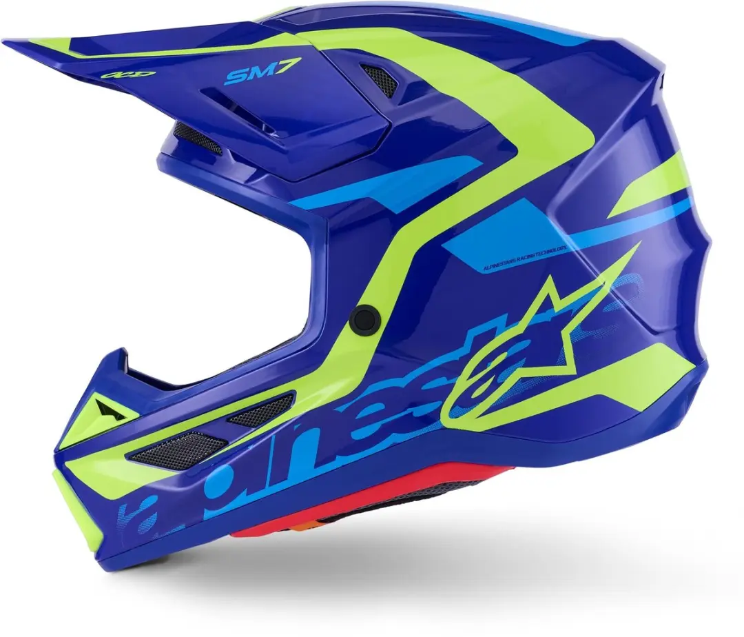 Alpinestars S-M7 Deed Crosshelm - Blauw/Geel