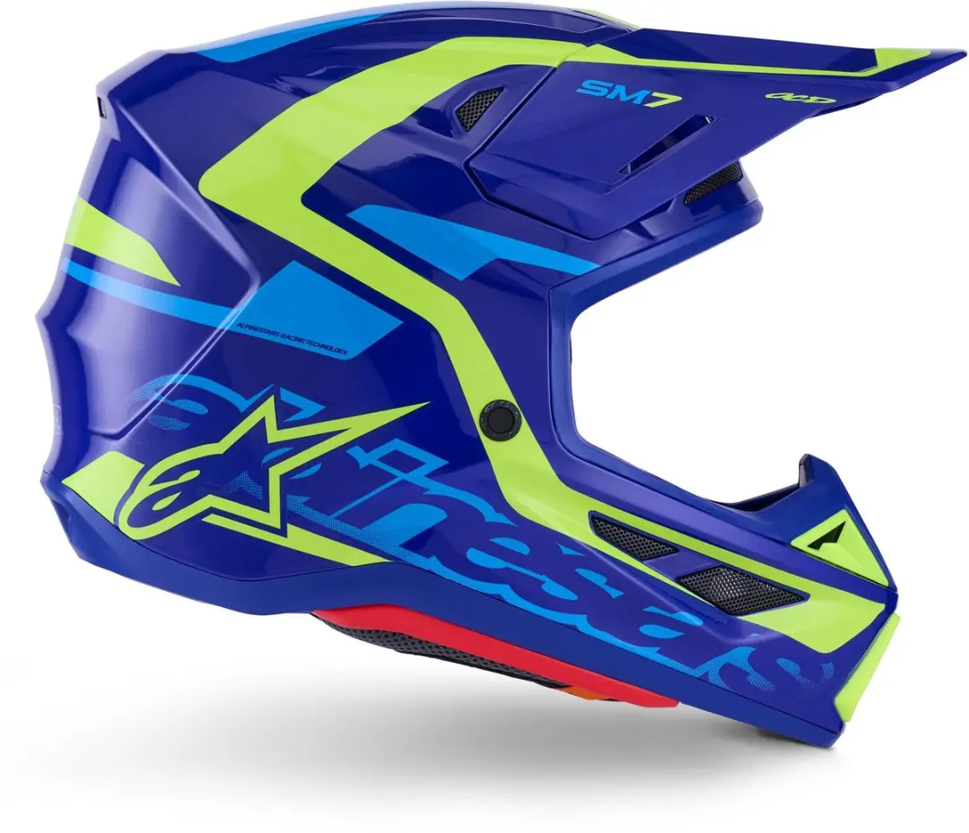 Alpinestars S-M7 Deed Crosshelm - Blauw/Geel - afbeelding 6 van 6