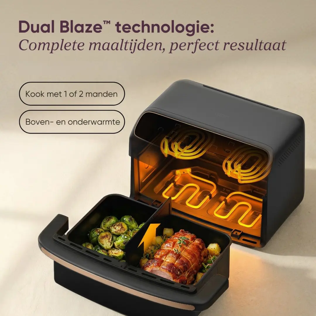 Cosori Twinfry Compact Airfryer 8.6L - 2700W - Grijs/Goud