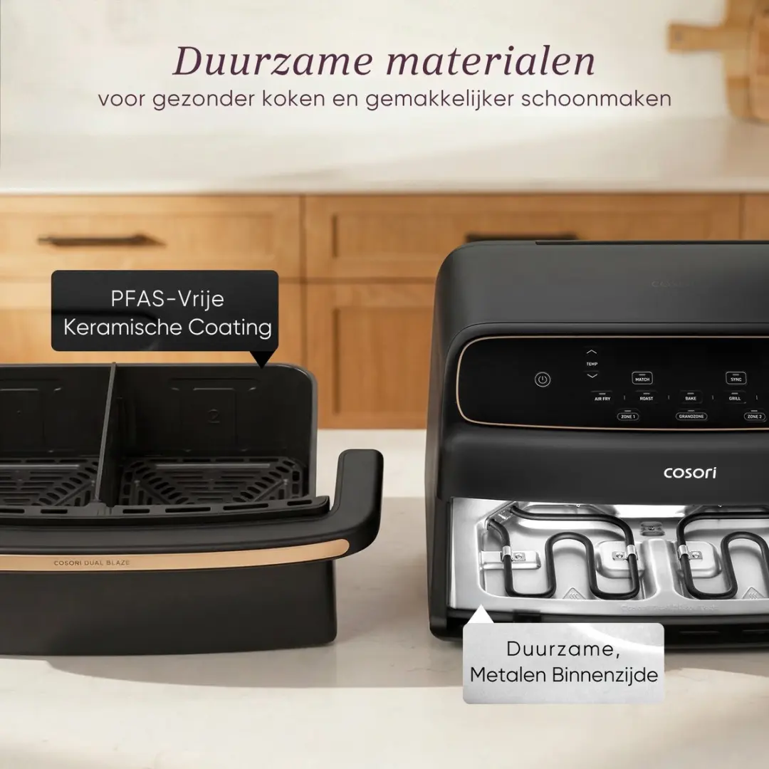 Cosori Twinfry Compact Airfryer 8.6L - 2700W - Grijs/Goud