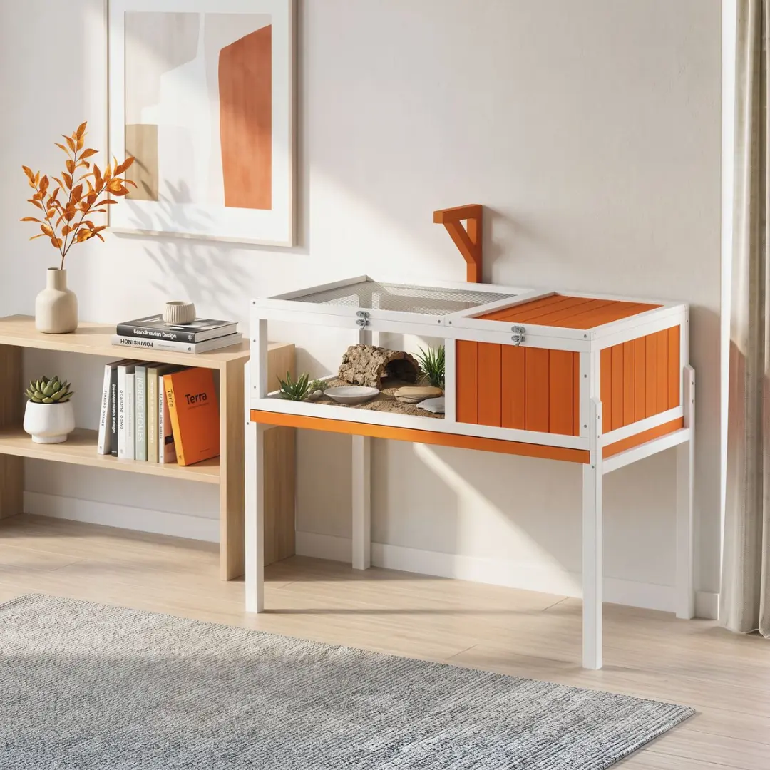 Pawhut Schildpaddenkooi - 104x53x82cm - Wit/Orange