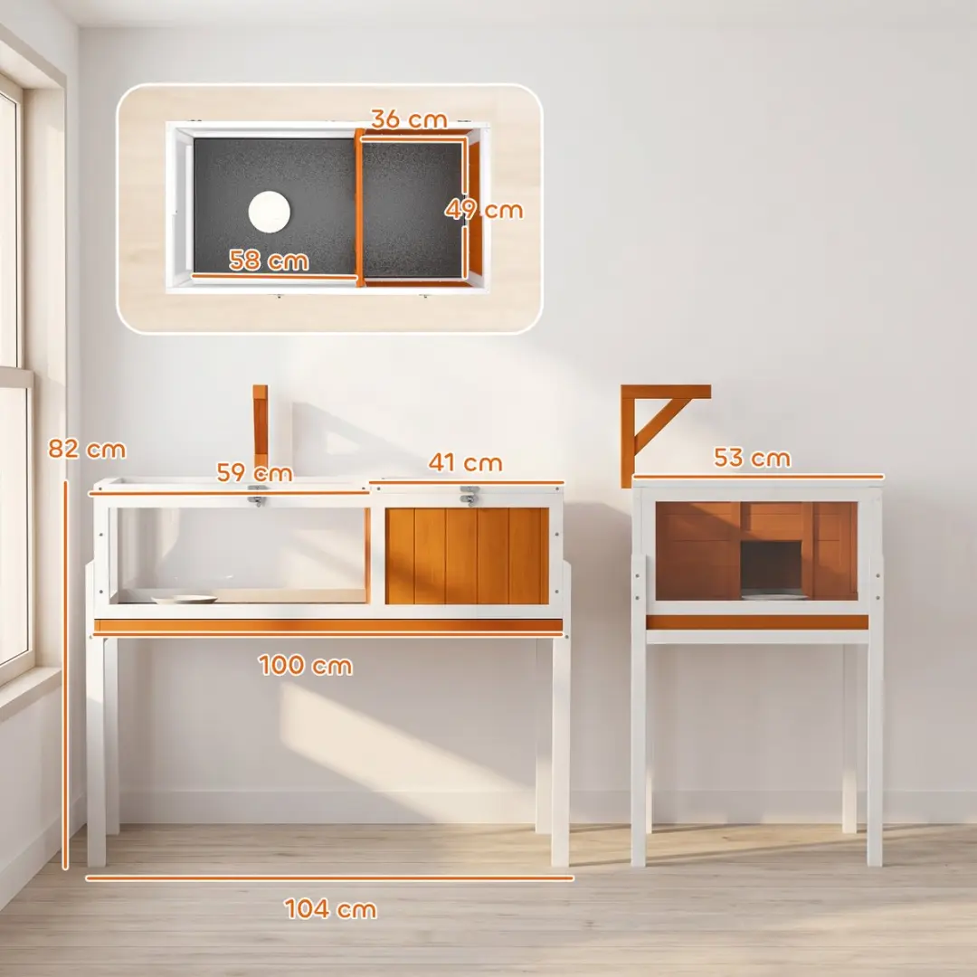 Pawhut Schildpaddenkooi - 104x53x82cm - Wit/Orange