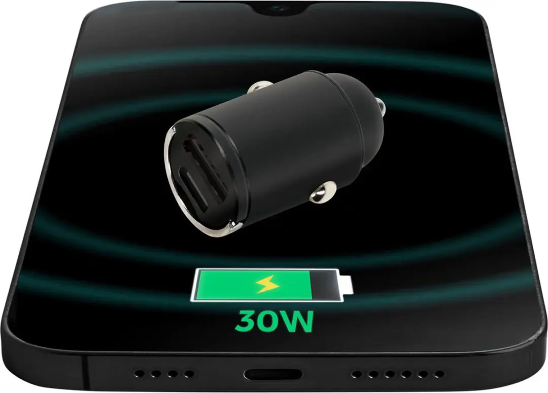 Mobiparts MP-128518 Car Charger 2-Port 30W PD - Zwart