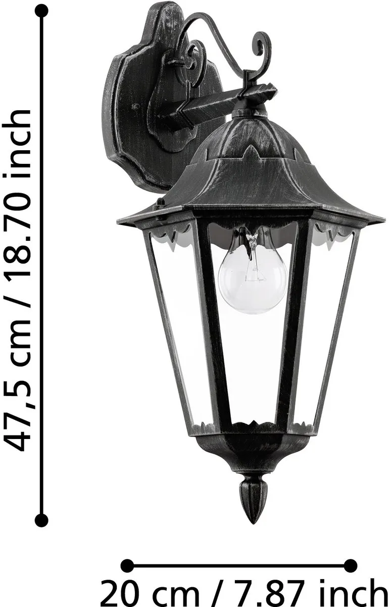 Eglo Navedo Wandlamp 1 Licht - Zwart/Zilver-Patina
