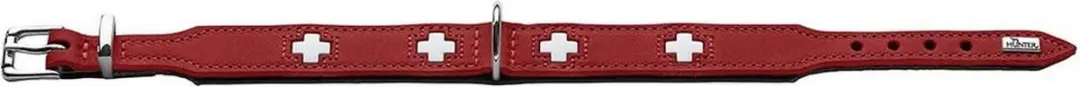 Hunter Hondenhalsband Swiss Rood 47-54cm - Zwart