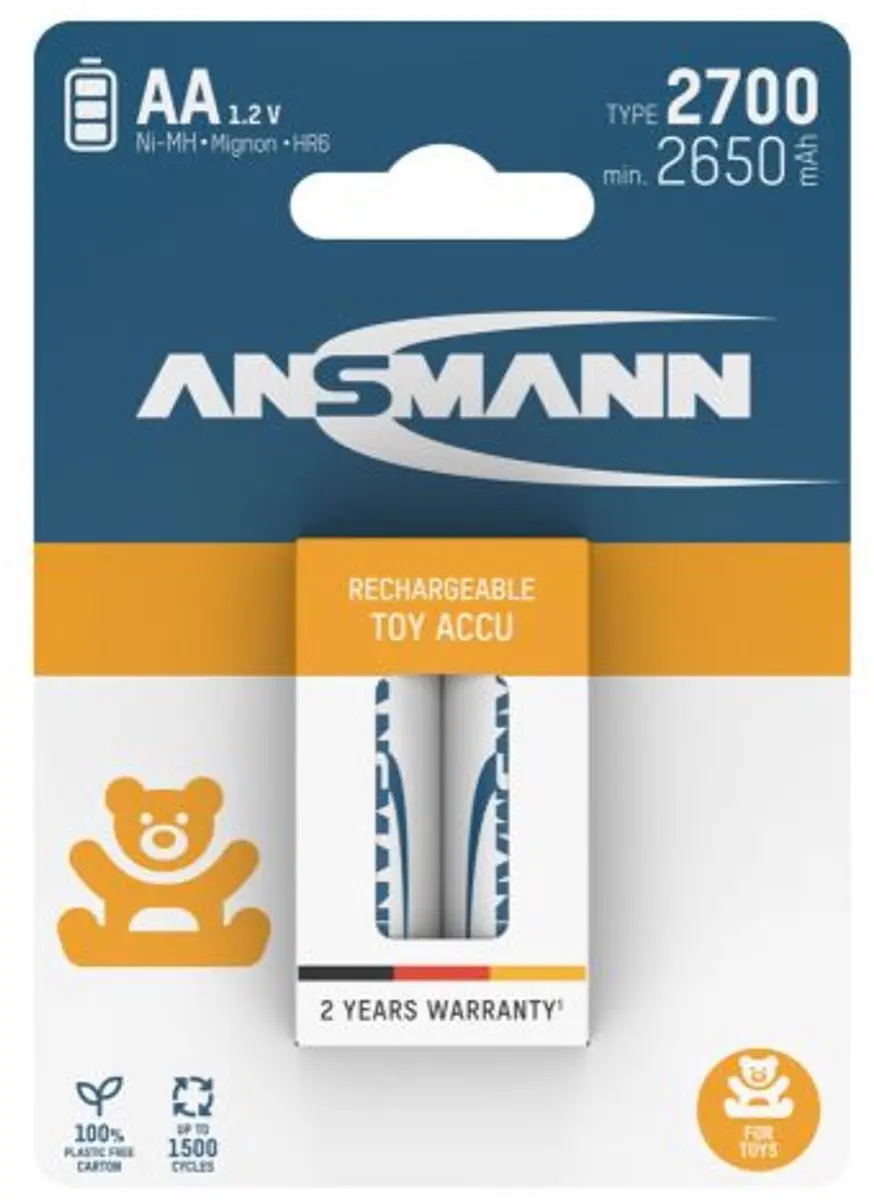 Ansmann AA Oplaadbare Batterij 2650mAh NiMH - 2 Stuks