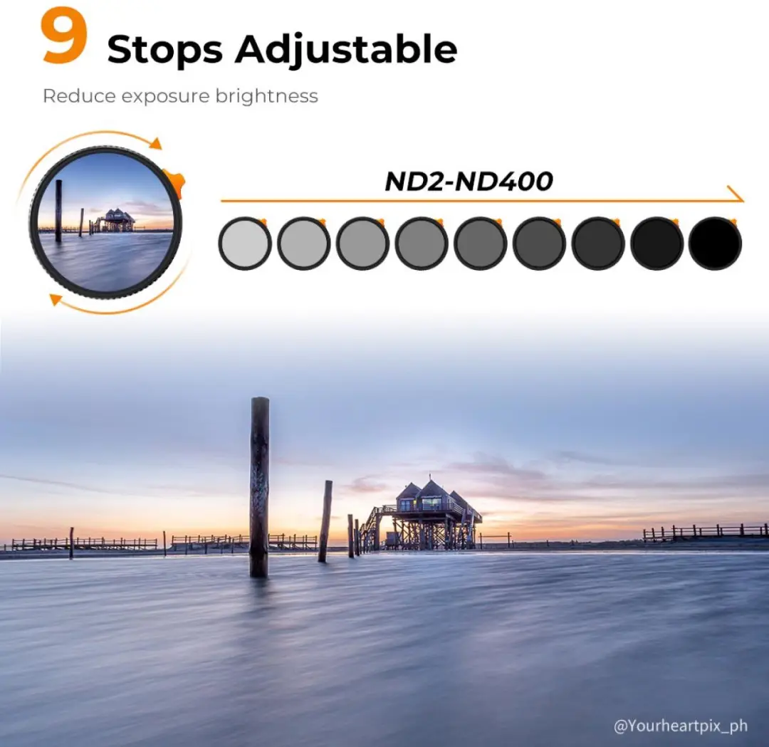 K&F Concept 67mm ND2-400 Variabel Grijsfilter - 2-8 Stops
