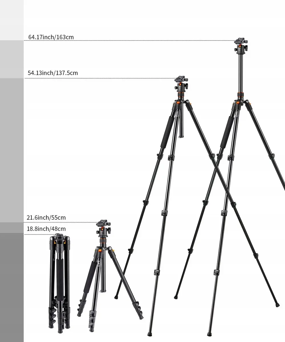K&F Concept Statief 3D Balhoofd Macro - Lichtgewicht Aluminium - Oranje/Zwart