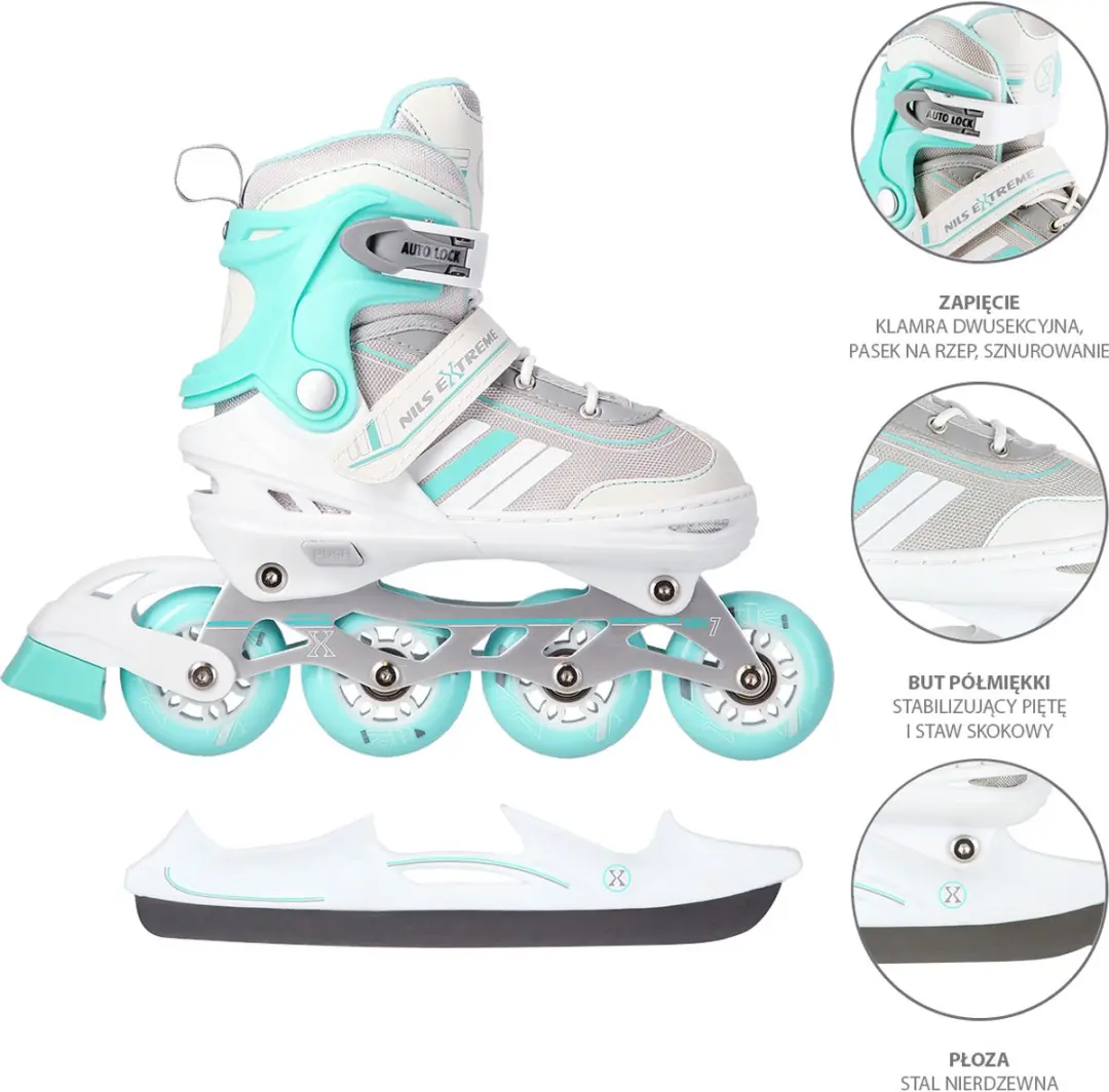 Nils Extreme 2in1 Skeelers 34-38 - Blauw/Wit